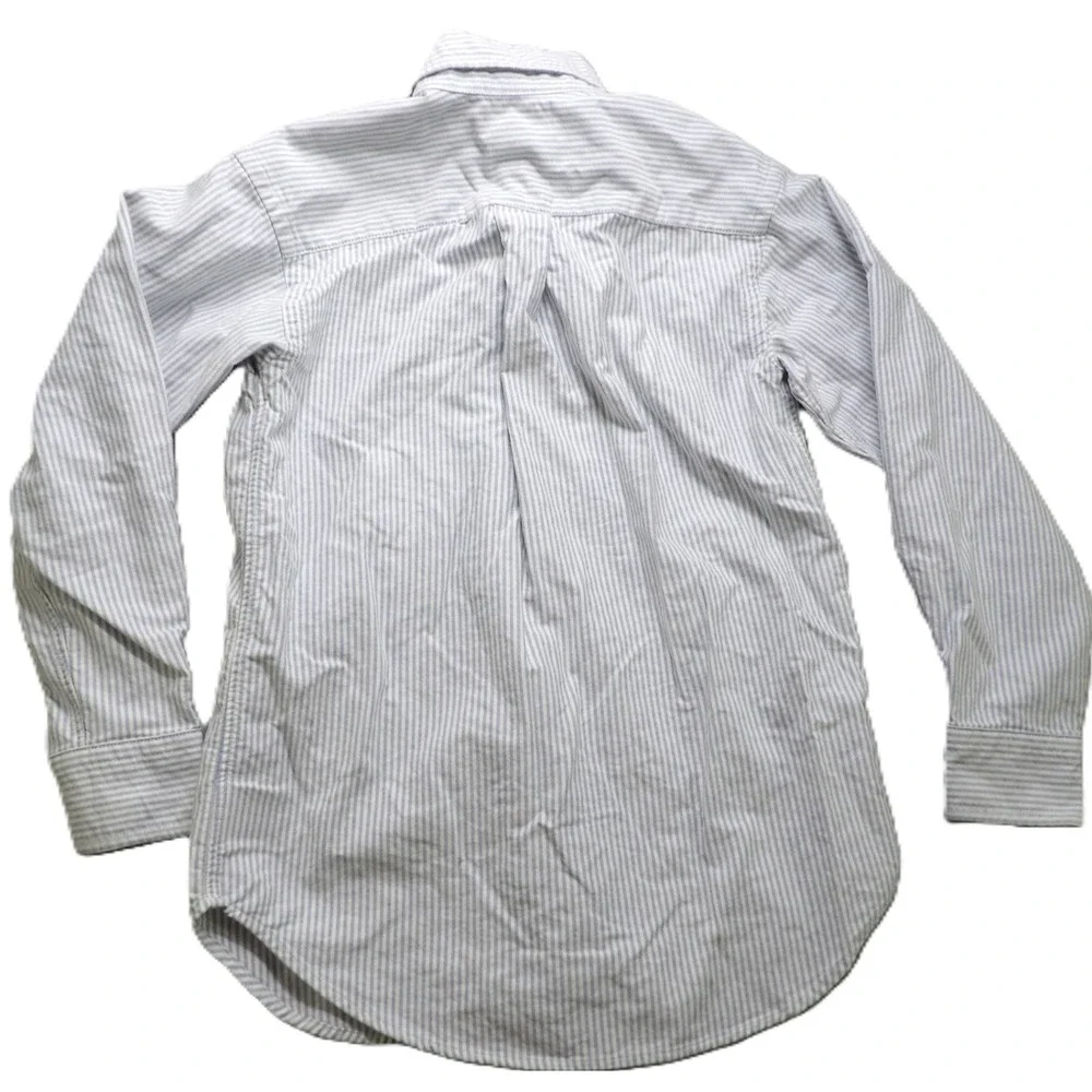 Ralph Lauren Boys Stripe Oxford Shirt Cotton Button Down 8 Light Blue White Pony